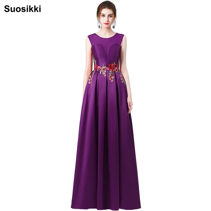 Suosikki/Новинка; длинное платье для выпускного вечера; vestidos de festa; платье трапециевидной формы с цветочным рисунком и рукавами-крылышками; вечернее платье; ; Robe de soiree - Цвет: purple