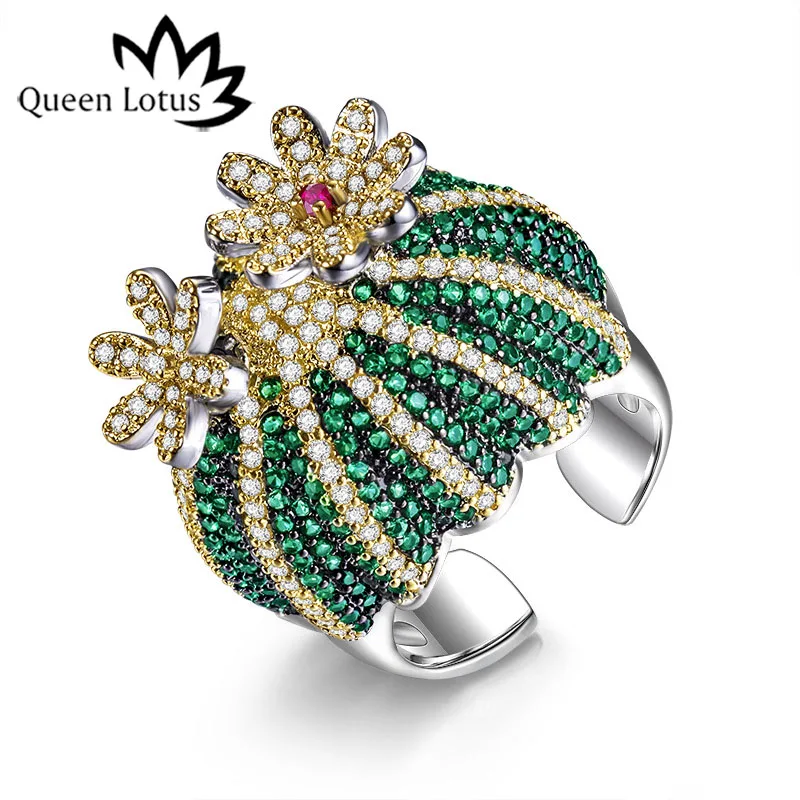 Женское кольцо с фианитом Queen Lotus роскошное ювелирное изделие высокого качества