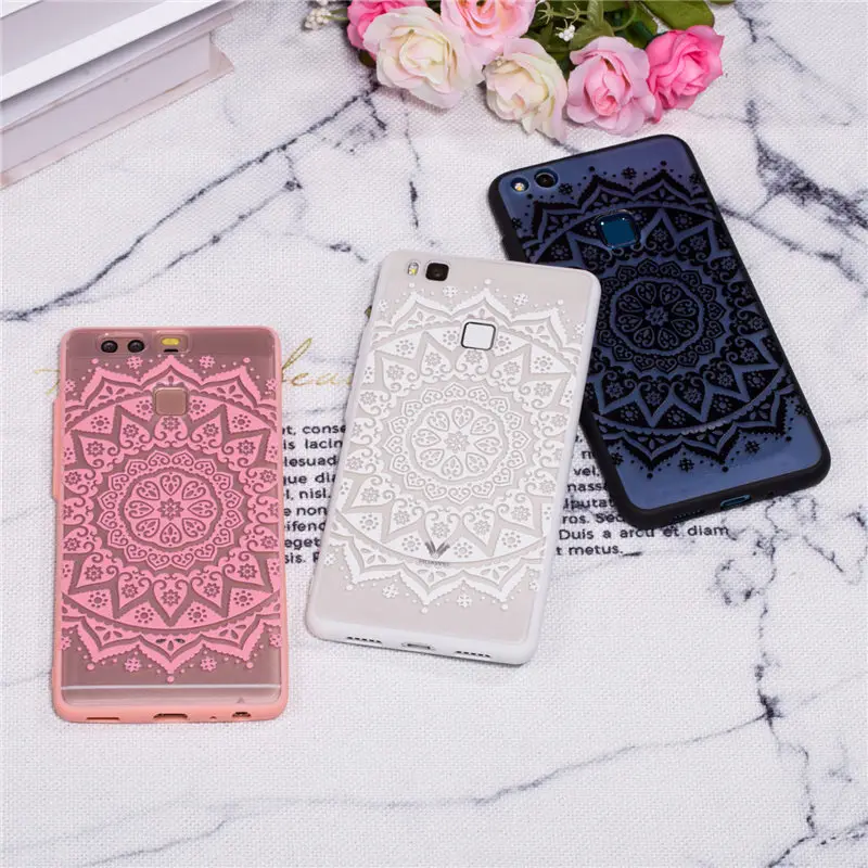 Floral Lace Mandala Case For Huawei P9 Lite 2016 Hard PC+TPU Silicone Phone VNS-L21 VNS-L31 P9lite |