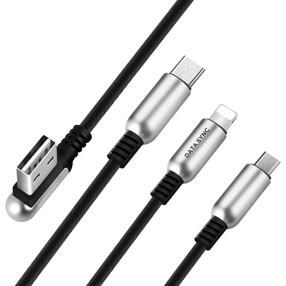 Черный HOCO USB кабель для iPhone X XS XR 8 7 зарядное устройство 3 в 1 Micro USB кабель для Android usb type c type-c кабели для мобильных телефонов - Цвет: Черный