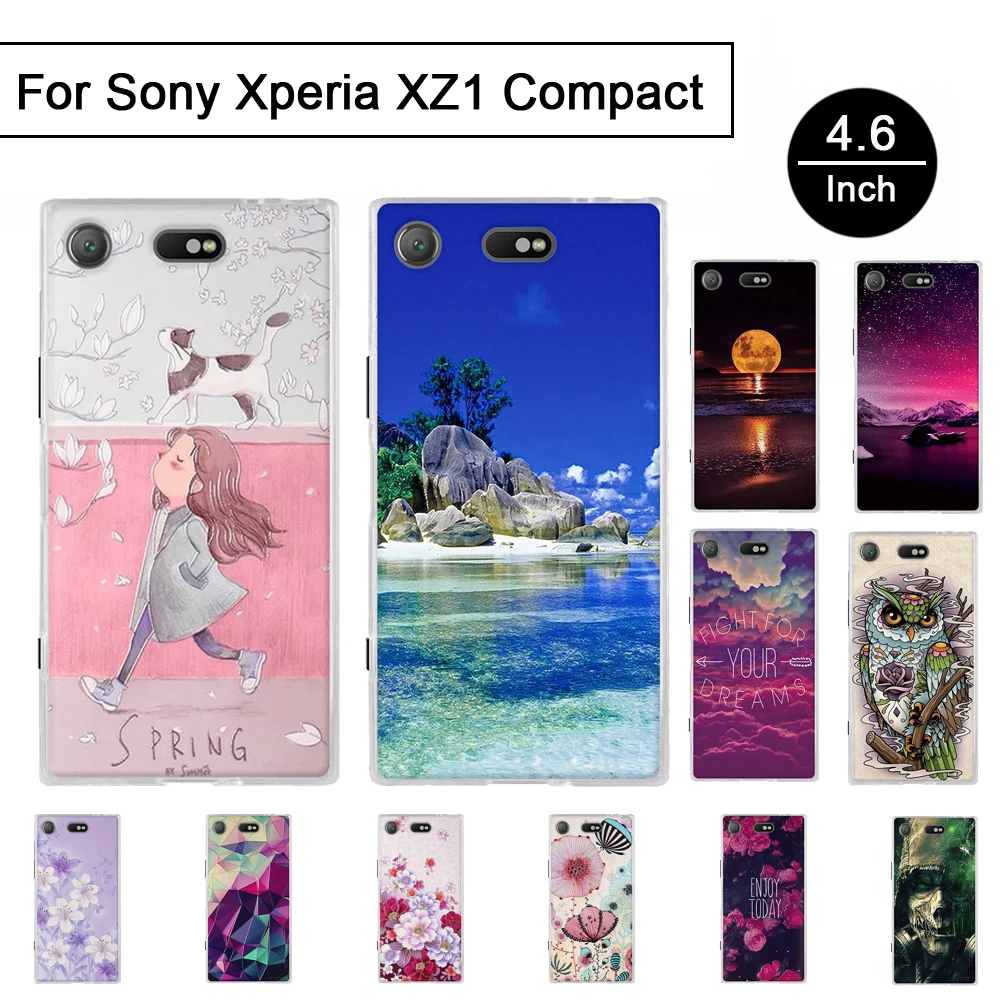 3D рельефный чехол для Sony Xperia XZ1 Compact 4 6 дюймов стерео с рисунком Mini ТПУ Cartton Shell |