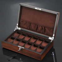 new 12 slots wooden watch box organizer luxury watches holder case wood jewelry gift case wooden storage boxes with lock