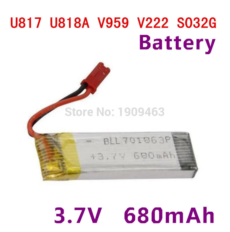 Бесплатная доставка 5 шт./лот 3 7 V 680mAh Lipoly батарея UDI U817 U818A U818 V929 V959 V212 V222 S032G RC