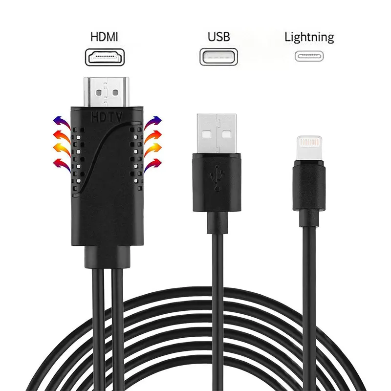 AHHROOU HDMI конвертер для Lightning-HDMI Переходный кабель USB HDMI tv Цифровой AV адаптер для iPhone X 8 7 6 S 5 iPad Pro Air IOS
