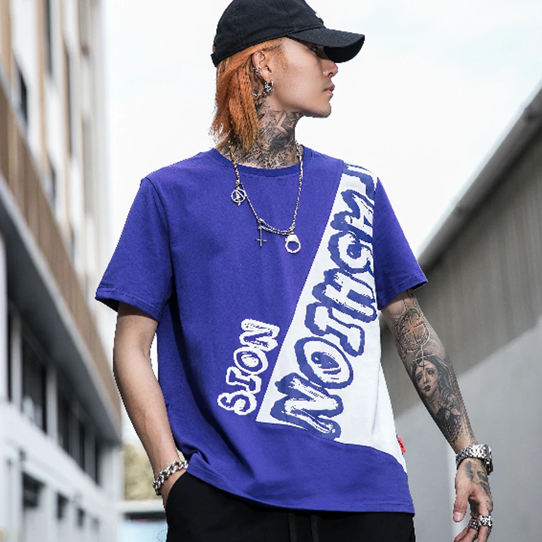 Aelfric Eden разноцветная контрастная Лоскутная Хлопковая мужская Футболка Harajuku