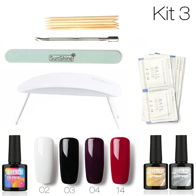 ROSALIND 4 шт. 10 мл УФ-гель + верхнее базовое пальто SUNmini гель для замачивания ногтей