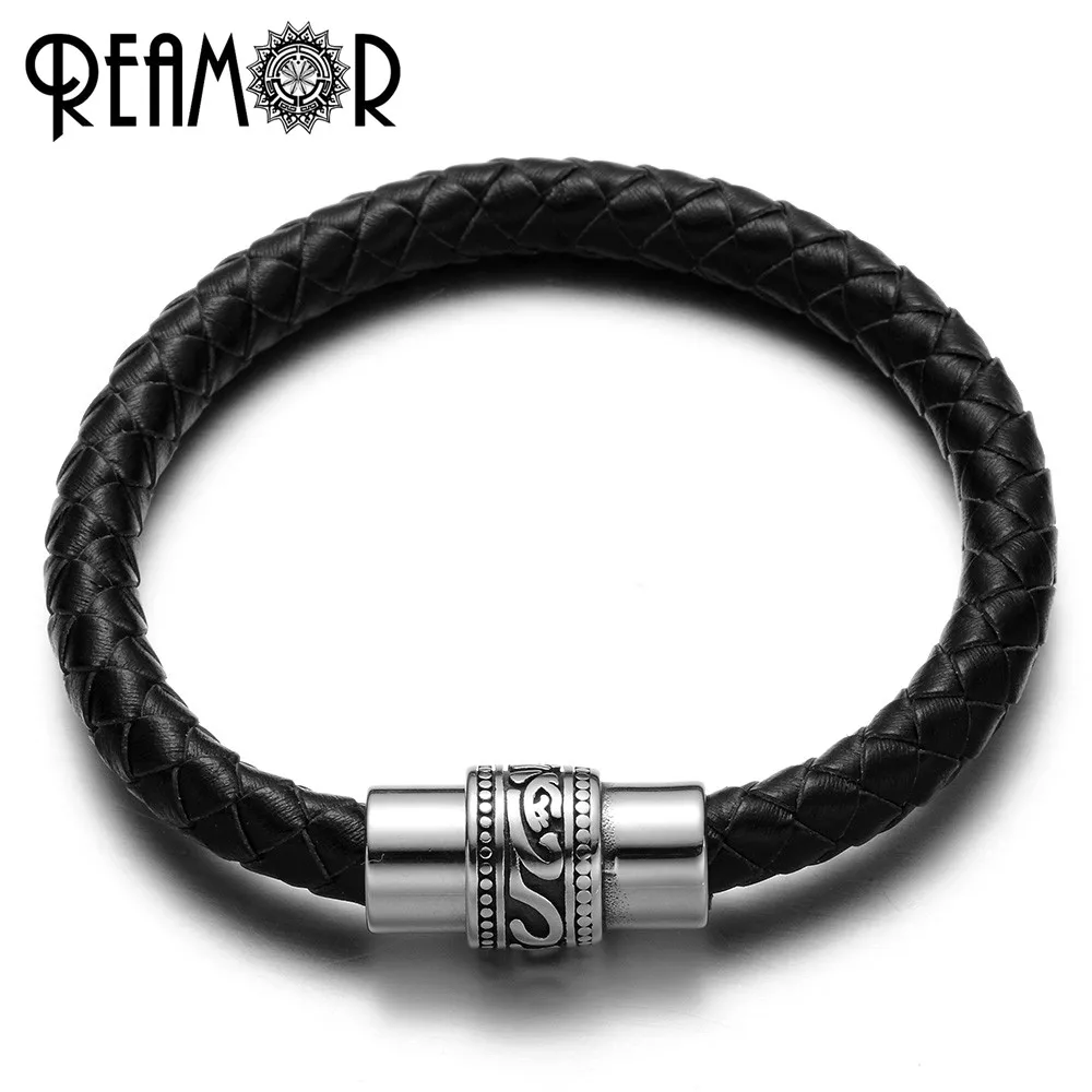 

Бренд REAMOR, 17-21 см, 316l, из нержавеющей стали, тотем, из натуральной кожи, в оплетке, с магнитной застежкой
