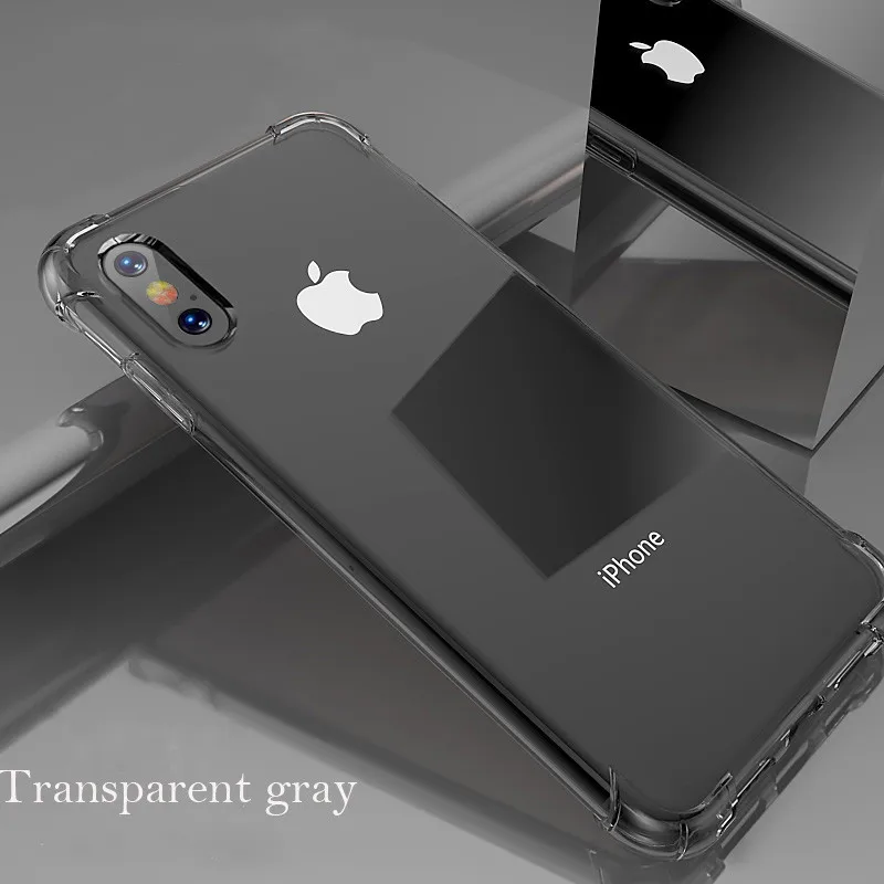 Transparent Gray Роскошный противоударный чехол для iPhone XS Max X 10 XR iPhone 6s 6 6plus 6s Plus iPhone 7 8 7Plus 8Plus HD Прозрачная защитная задняя крышка - Цвет: Transparent Gray