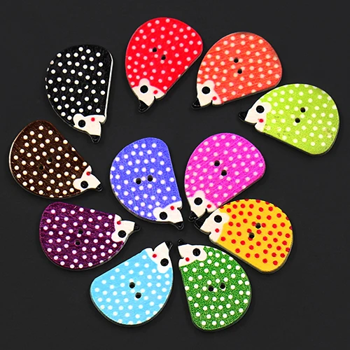 Лидер продаж! 50 шт животные деревянные пуговицы для шитья ежа 2 отверстия DIY