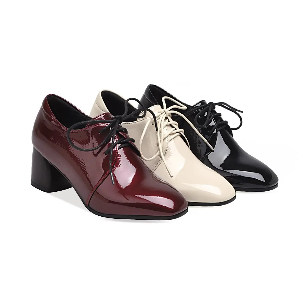 Joker British wind square early spring of 2019 new women's shoes with high heels 43-43 lace-up wet | Обувь