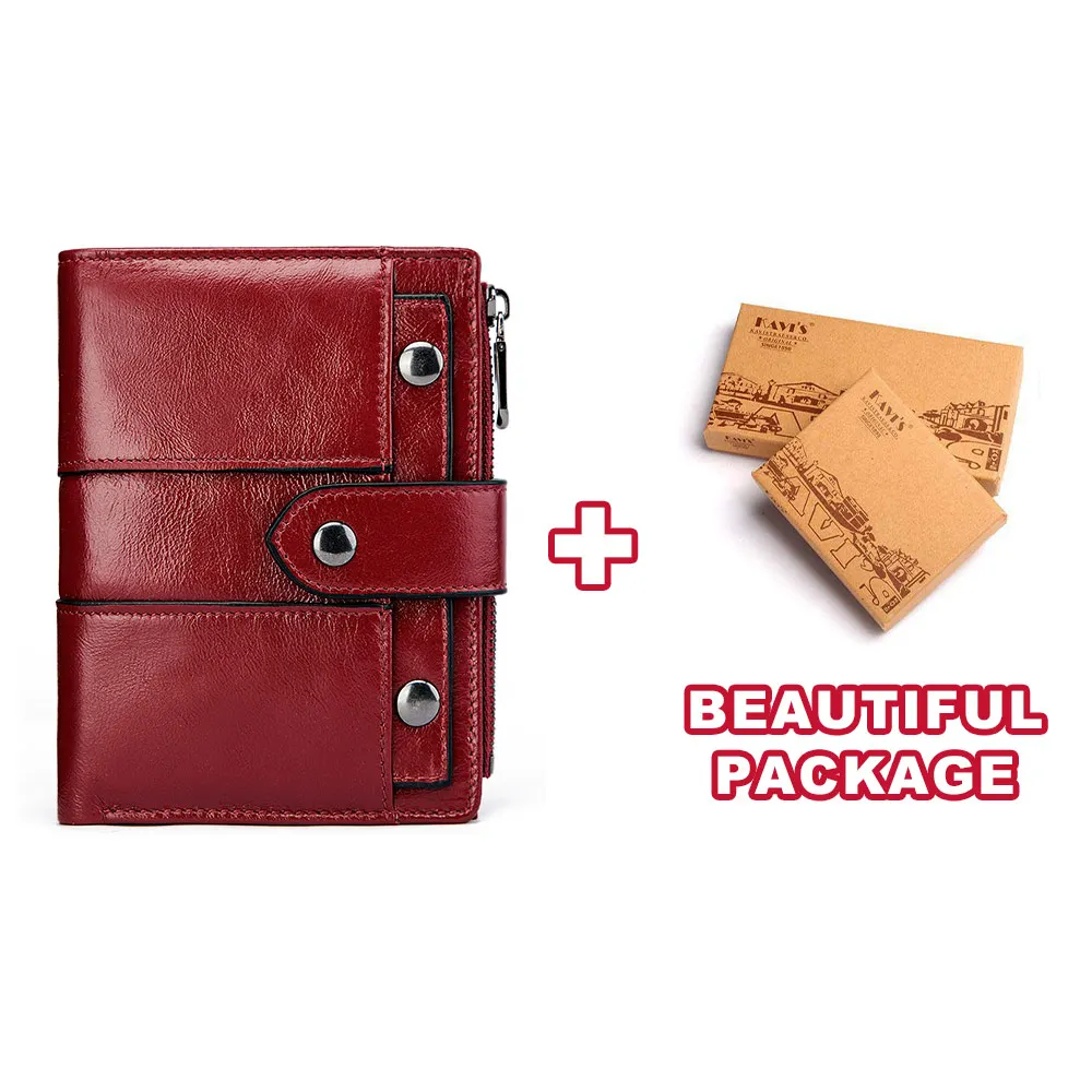 Red M box KAVIS, Женский кошелек из натуральной кожи, красный цвет, кошелек для монет, маленький Walet Portomonee, на молнии, сумка для денег, Дамский Мини-держатель для карт - Цвет: Red M box