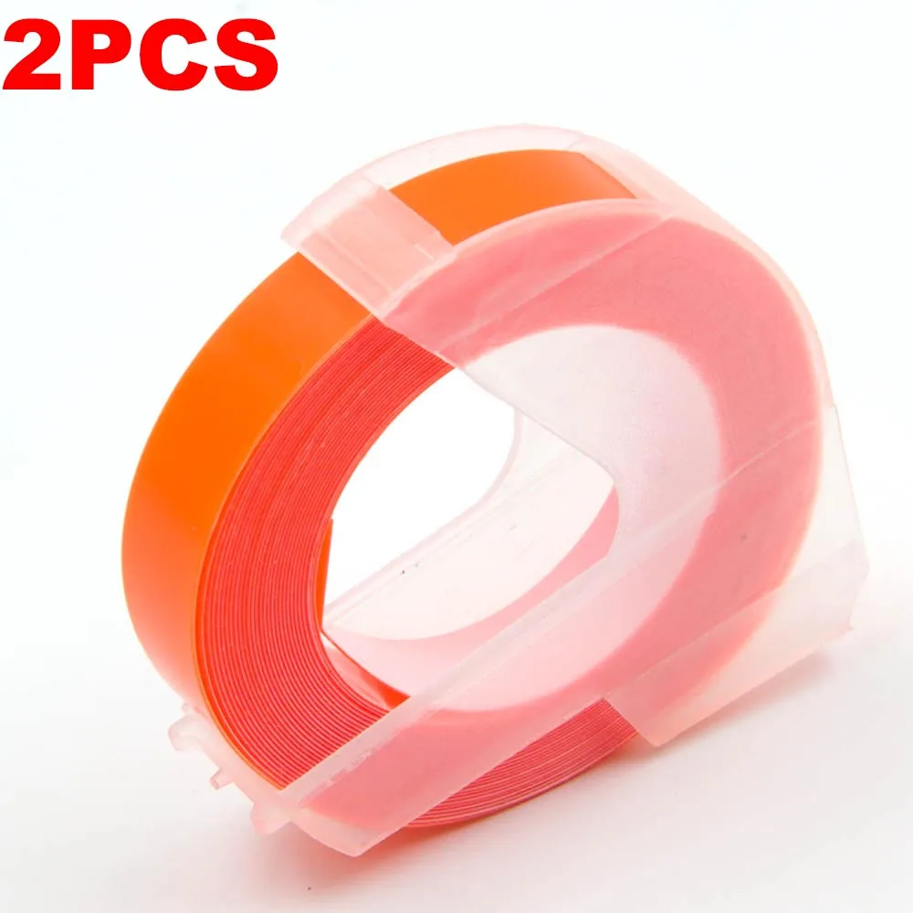 Fluorescent Orange Absonic 2 рулона 9 мм 3D для тиснения, из ПВХ ленты этикеток совместимый с dymo 1610 1880 12965 ручные принтеры этикеток для Motex E101 производитель этикеток - Цвет: Fluorescent Orange