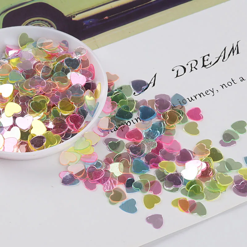10 г/лот 6 мм Сердце Любовь ногтей Sequin Блеск для Craft DIY слизь пайетками маникюр