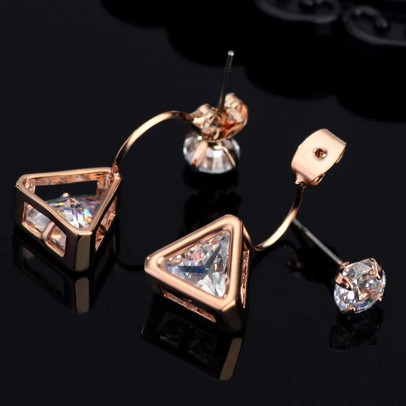 Neoglory Циркон Медь розовое золото Цвет мода двойной Висячие серьги для Для женщин