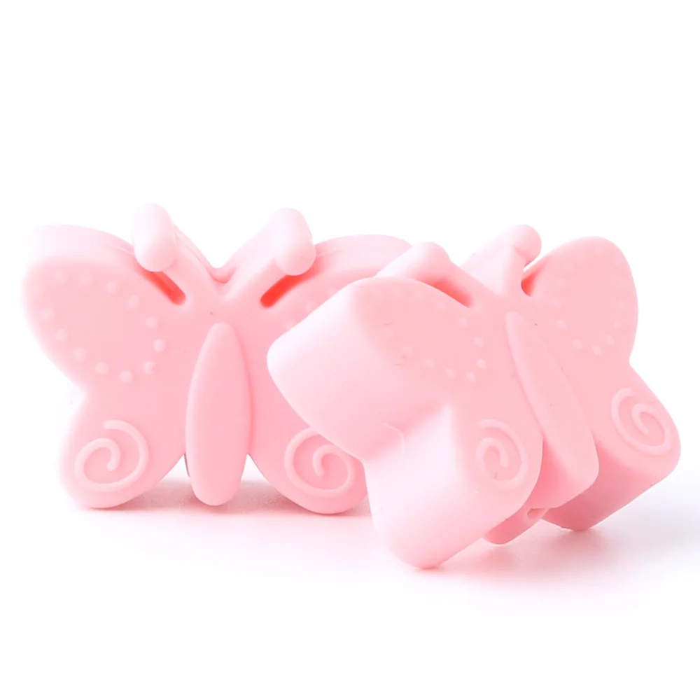 58 Candy Pink Keep& Grow 10 шт силиконовые бусины в виде бабочек, Детские Прорезыватели для зубов, BPA Free, Детские Прорезыватели, бусы для кормления ребенка, ожерелье, аксессуары - Цвет: 58 Candy Pink