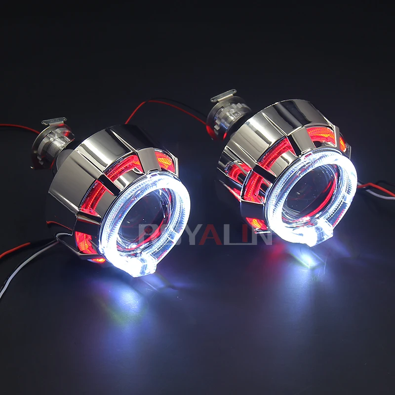 ROYALIN мини линзы проектора bi xenon светодиодный DRL ангельские глазки двойные Halo Кольца для мотоцикла Авто головной светильник H4 H7 использование H1 лампы 2,0