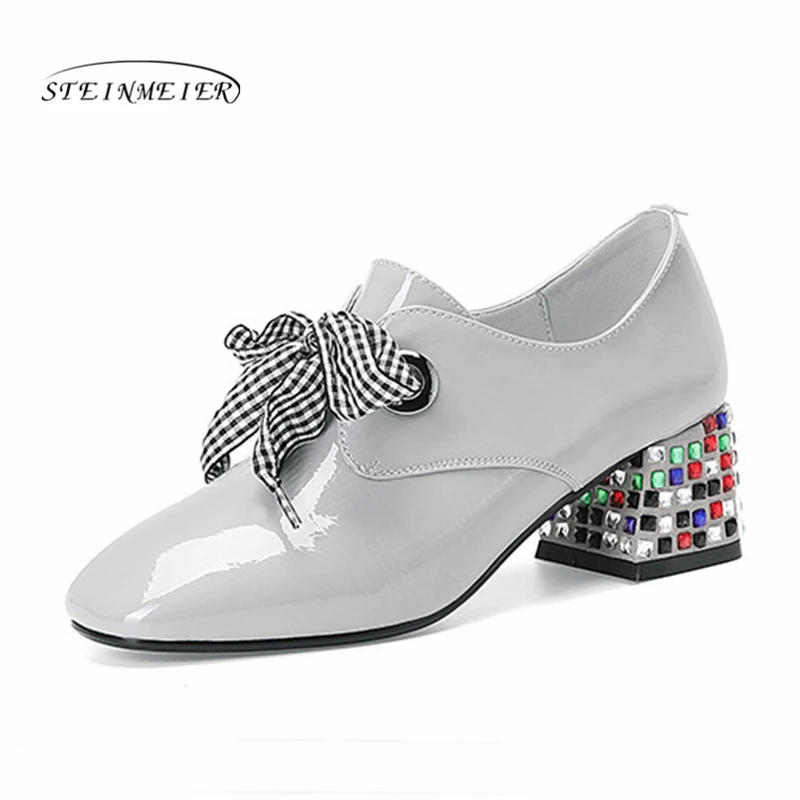 Женские летние туфли на высоком каблуке Модные лодочки из натуральной кожи