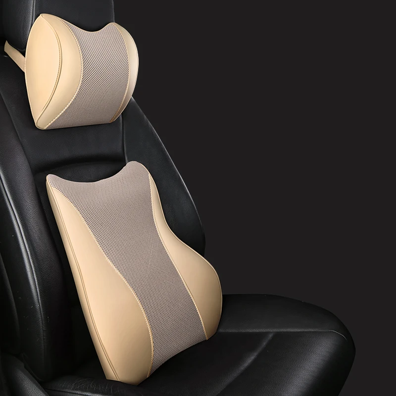 

New Car headrest car neck pillow, seat upport, car memory cotton headrest pillow, waist, set of vehicle interior leather