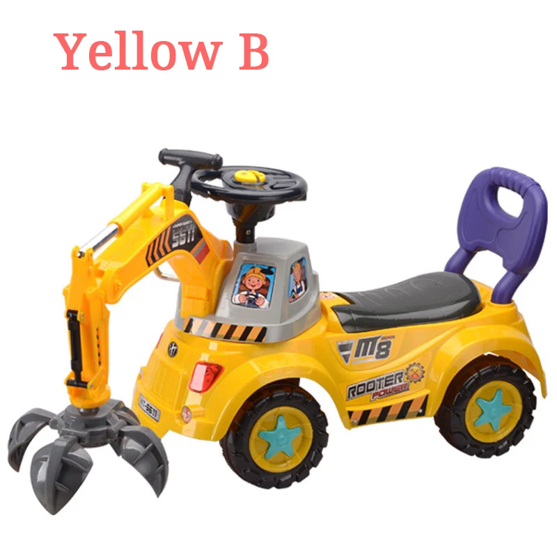 Yellow B Большой для электрического детского автомобиля с подсветкой, музыкальные ходунки, водители, Инженерная машина для детей, детские игрушки, детский подарок - Цвет: Yellow B