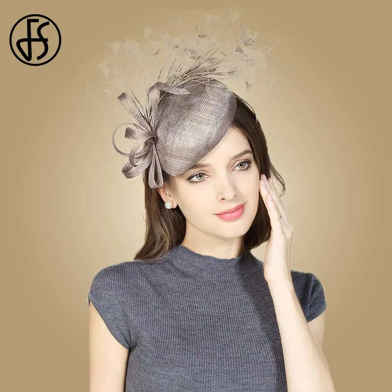 FS чародей Шапки королевской свадьбы серого коричневого цветов шляпа и головной