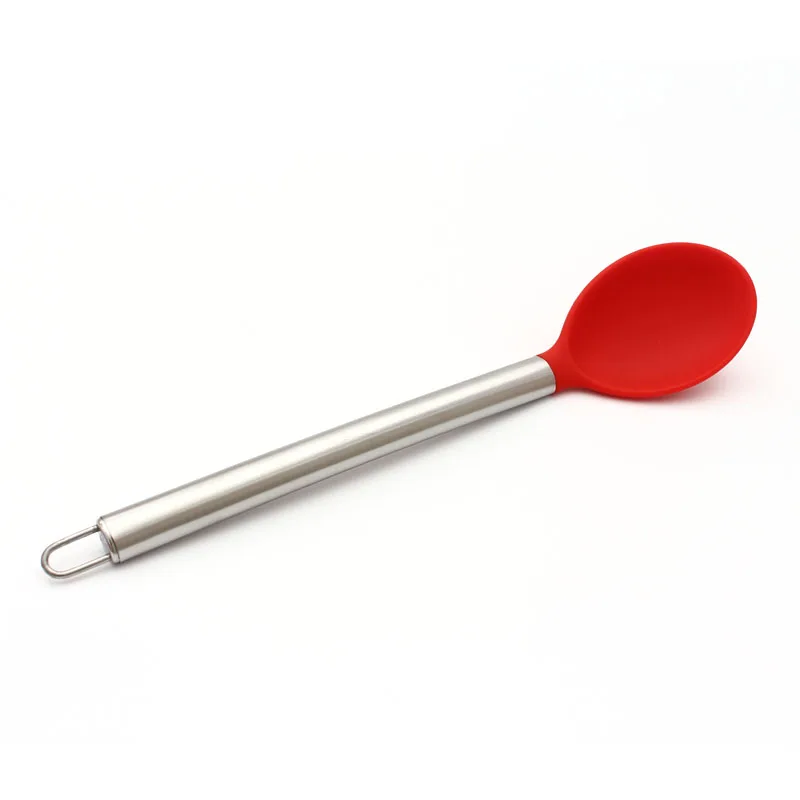

1pc Kitchen Utensils 13 inch Cooking Spoons For Non-stick Pot Stainless steel Handle Silicone Spoon