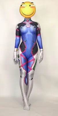 Новый классический костюм D.va с 3D принтом дешевый dva Косплей zentai catsuit Хэллоуин d.va