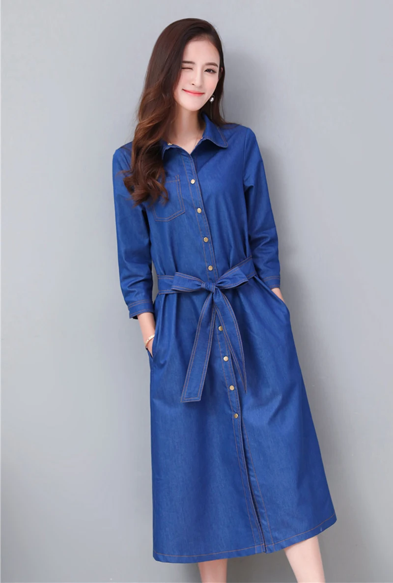 Женские джинсовые платья Летняя Новинка 2017 г. Ковбойское платье с длинными