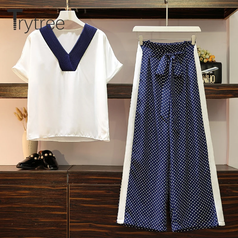 Летний женский комплект из двух предметов Trytree повседневный топ с v образным