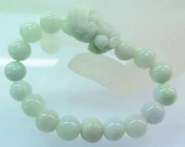 REAL shippinbg 13382 Fine 13mm Chinese Rare Jade Bracelet / Charm Reseda Beads PIXIU |
