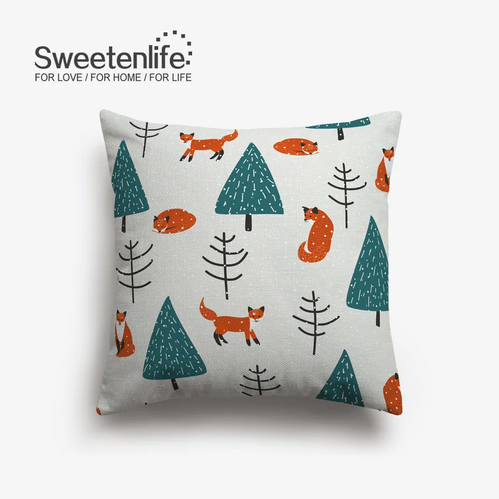 Sweetenlife 50x50 см акварель узор Чехлы лесных оленей декоративная наволочка Рождество силуэты стул подушку