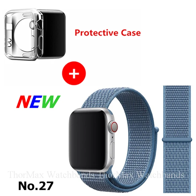 27-Cape Cod Blue Ремешок для Apple Watch Series 4 3 2 1 38 мм 42 мм нейлоновый мягкий дышащий браслет сменный ремешок Спортивная петля для iwatch 4 40 мм 44 мм - Цвет ремешка: 27-Cape Cod Blue