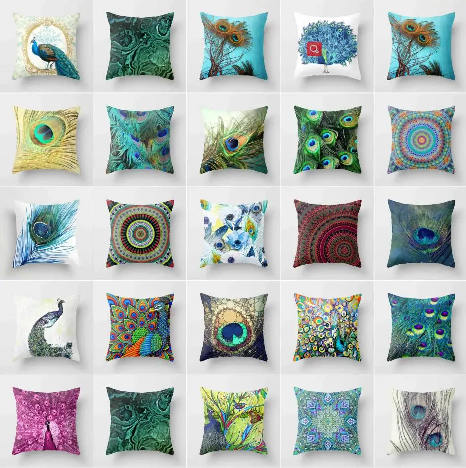 

Polyester Yoga Feather pillow case throw waist car sofa cushion cover Home Decor