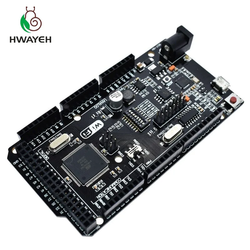 HWAYEH Mega2560 + WiFi R3 ATmega2560 ESP8266 32 Мб памяти Φ CH340G. Совместимость с Arduino Mega NodeMCU для WeMos |