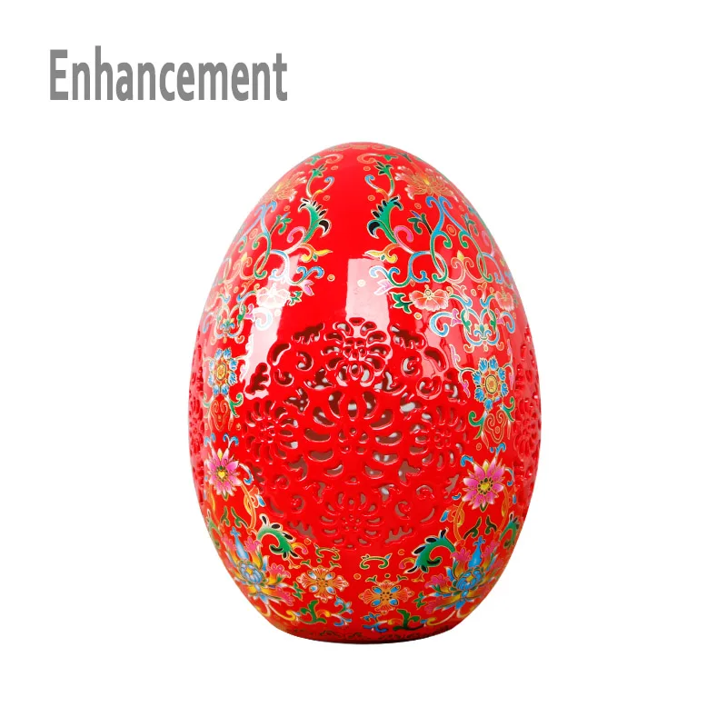 Red Crystal Glaze Jingdezhen Ceramic Vase Chinese Style Pierced Lucky Egg Wedding Gifts Home Handicraft Furnishing Articles | Дом и сад