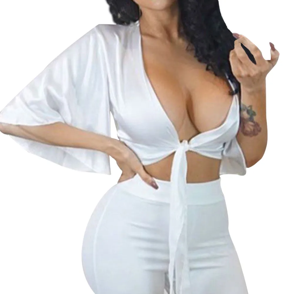 Женский укороченный топ exy Satin Slik с поясом-бантом и v-образным вырезом, укороченный топ без рукавов с коротким рукавом и открытой спиной, укороченный женский топ на бретелях - Цвет: Белый