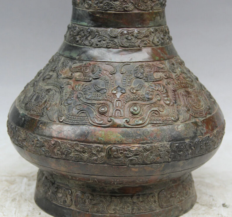 song voge gem S2242 19&quot Old China dynasty Bronze Beast Bird handle food water vessel Pot jar kettle | Дом и сад
