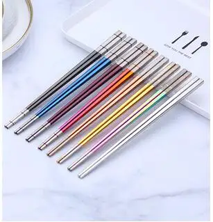 

Stainless steel chopsticks Household mildew high-grade alloy chopsticks Japanese-style non-slip chopsticks