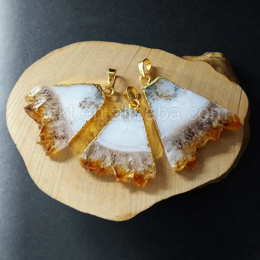 Женский кулон из редкого желтого камня для ожерелья желтый камень в треугольной