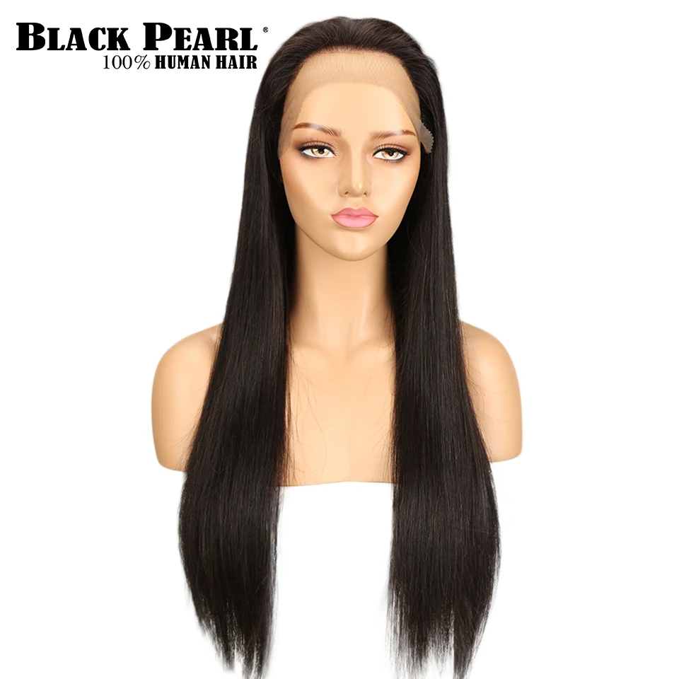 От Black Pearl шелковистые прямые волосы 13x4 Синтетические на кружеве парики из