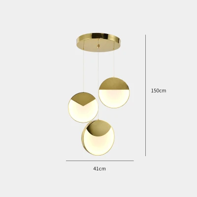 3 light Круглый позолоченный металлический светодиодный подвесной светильник s 1 светильник светодиодный подвесной светильник для столовой светильник - Цвет корпуса: 3 light