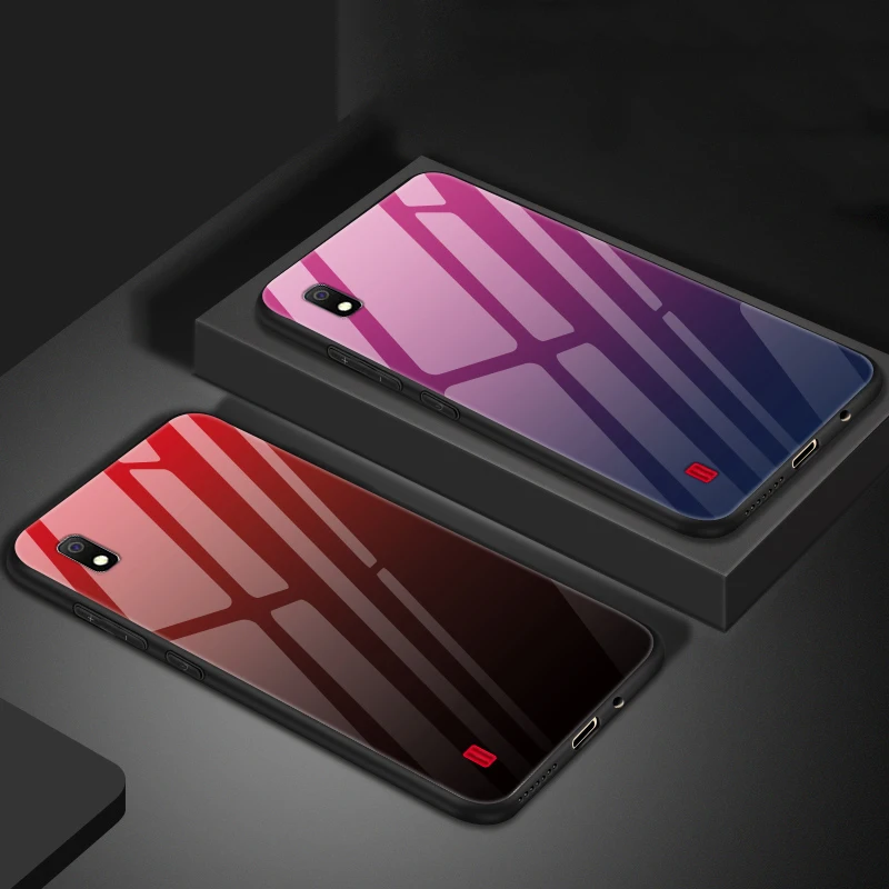 Чехол из закаленного стекла для Samsung A10 A20 A30 A50 A70 градиентная мягкая задняя крышка