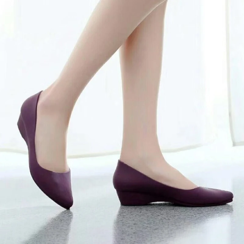 Летние женские туфли на низком каблуке Прозрачные лодочки Женские однотонные