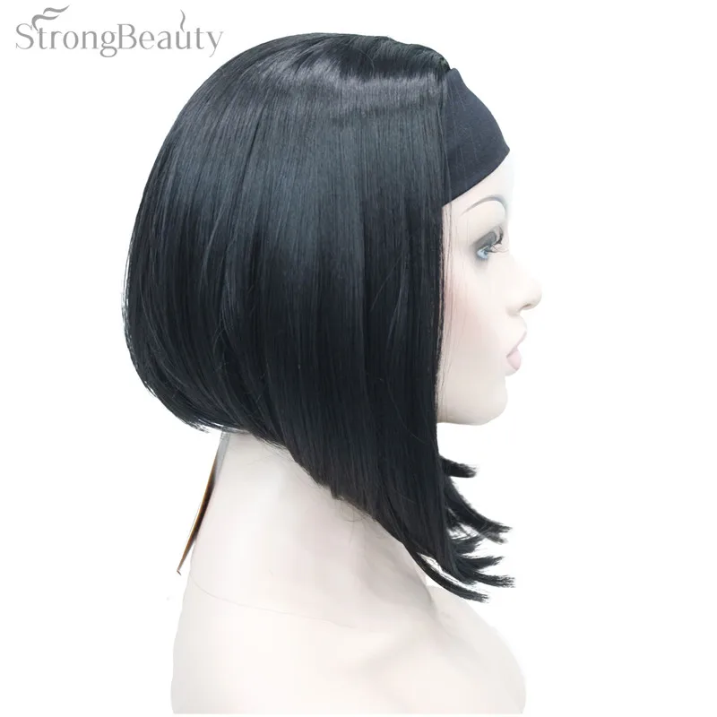 StrongBeauty половина женские 3/4 парик с оголовьем прямые синтетические монолитные волосы женские парики 10 цветов - Цвет: 1