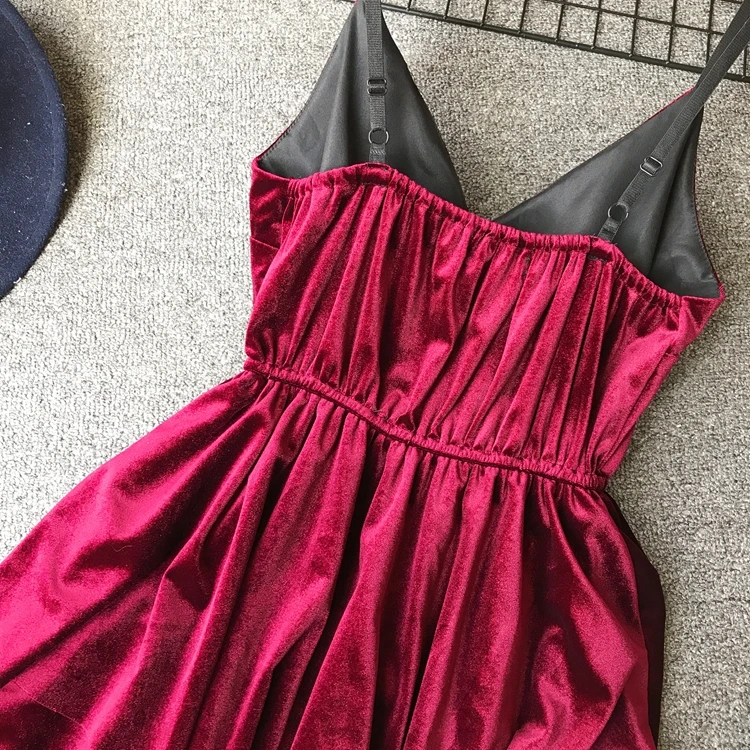 Женское бархатное платье ALPHALMODA вечернее средней длины с высокой талией и