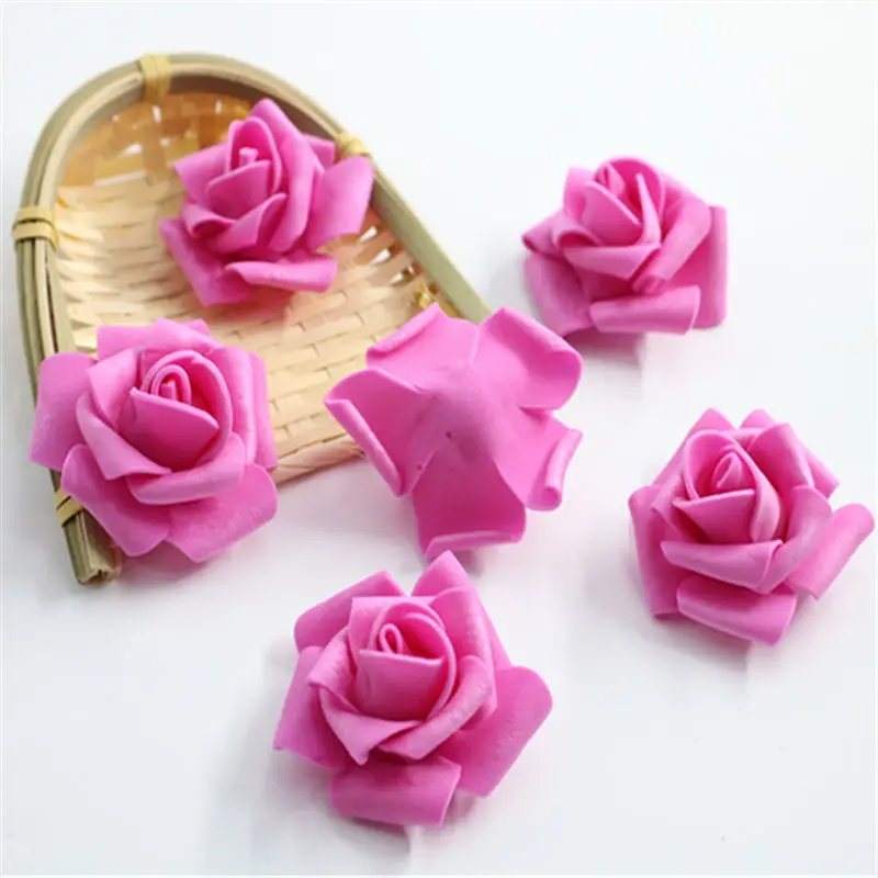 rose red 10 шт./лот, 6,5 см, многоцветная искусственная гофрированная пена, розовая головка, для украшения свадьбы, сделай сам, венки, ремесло, Подарочные принадлежности - Цвет: rose red
