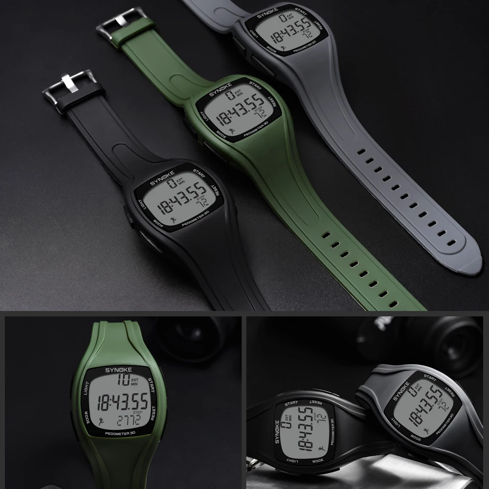 SYNOKE Reloj Hombre, Цифровые мужские часы с шагомером, хронографом, светодиодный, ударный, водонепроницаемые, цифровые спортивные часы, мужские часы, Wristwacth