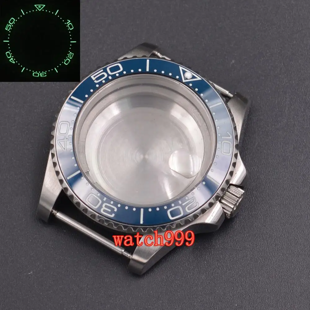 40 мм стеклянный светящийся керамический корпус для часов Parnis с сапфирами