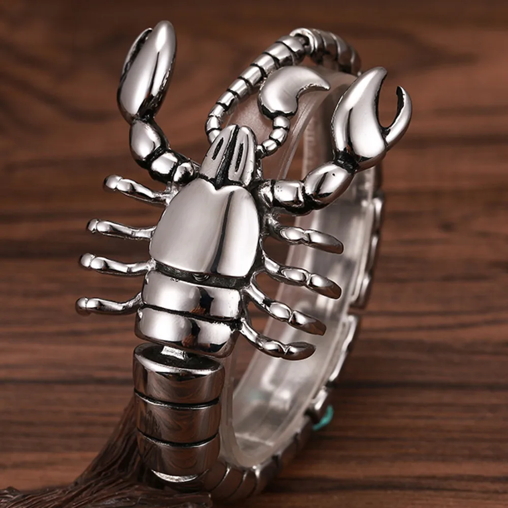 Крутой мужской серебряный Готический стиль браслет из нержавеющей стали