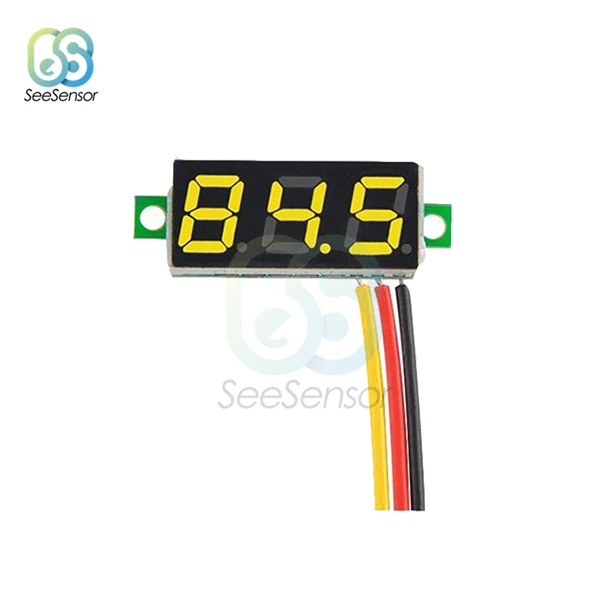 Yellow 3 Wire 0,28 дюймов DC 0-100 в 12 В Мини светодиодный цифровой вольтметр измеритель напряжения Панель Вольт тестер детектор монитор красный зеленый синий желтый белый - Цвет: Yellow 3 Wire