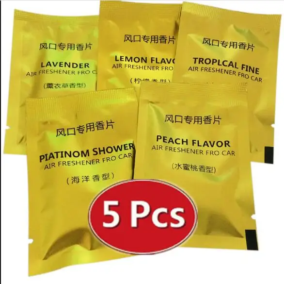 Автомобильный освежитель воздуха, мини вентилятор с 8 лопастями, милая леди, авто, на вентиляционное отверстие, с зажимом, на выходе, ароматерапия, автомобильный стиль, интерьер, авто аксессуары - Название цвета: 5pcs Lemon perfume